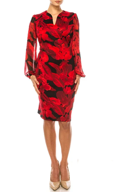 Unbeatable Prices Connected Apparel TPN10681 - Floral Long Sleeves V Neck Dress