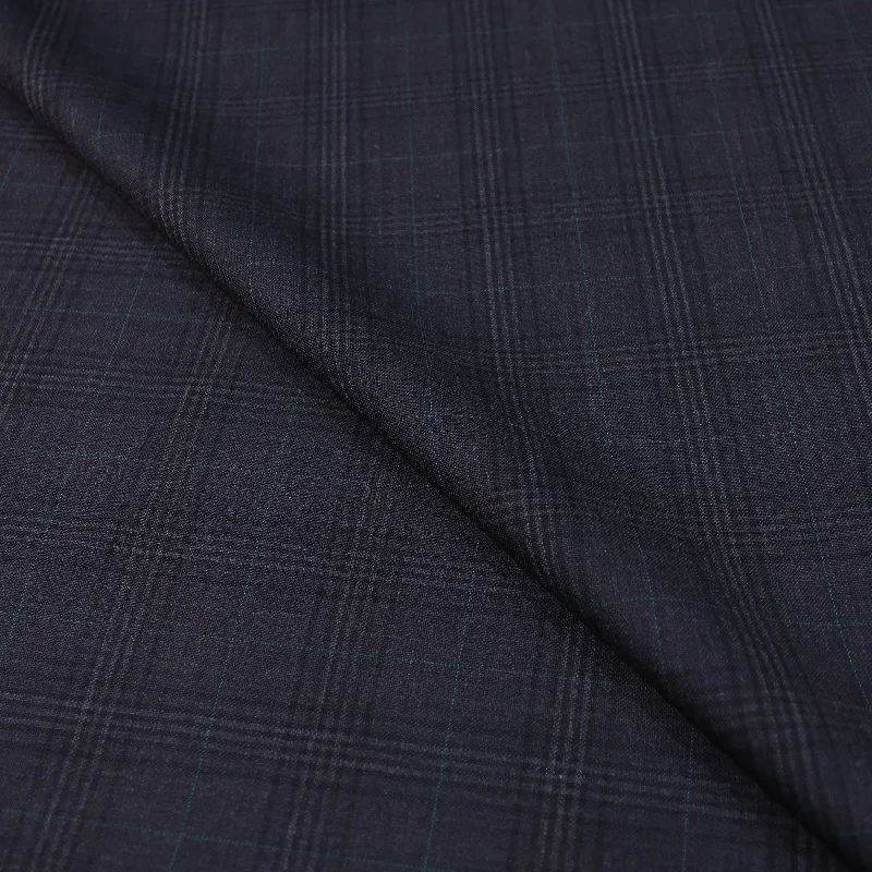 The Best Prices Medium Gray Tartan Bleu Shine Doppio Ritorto Super 130's Ariston Fabric