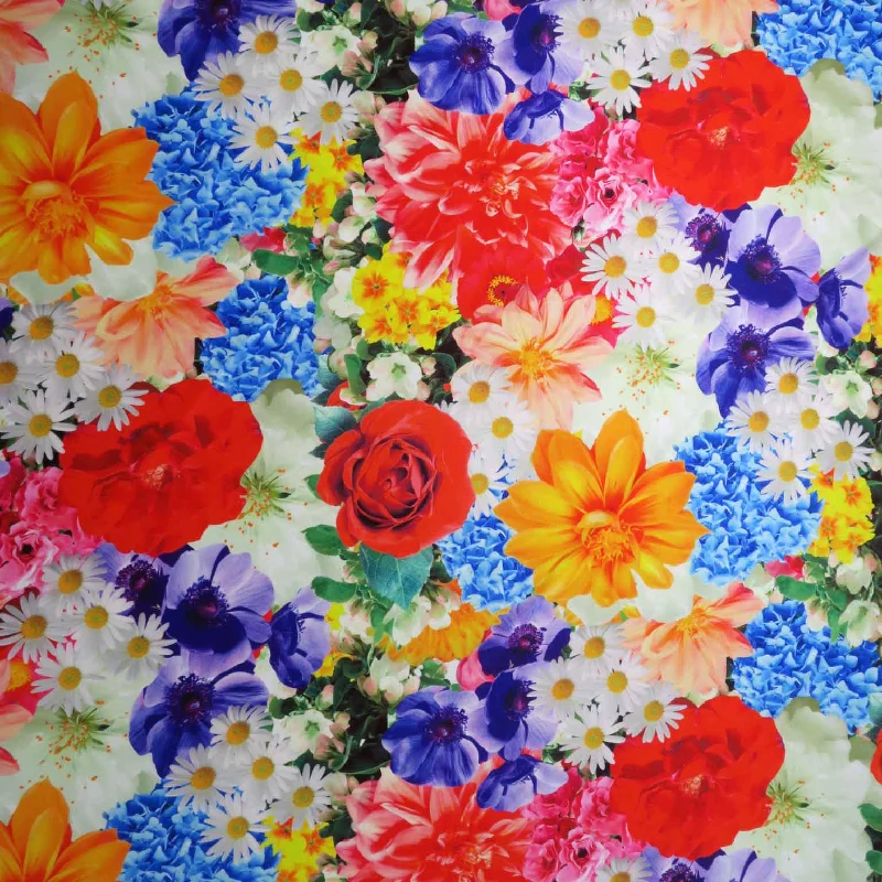 Best Bargains Multicolored Roses on Floral Background Printed Polyester Mikado Fabric Best Bargains Multicolored Roses on Floral Background Printed Polyester Mikado Fabric