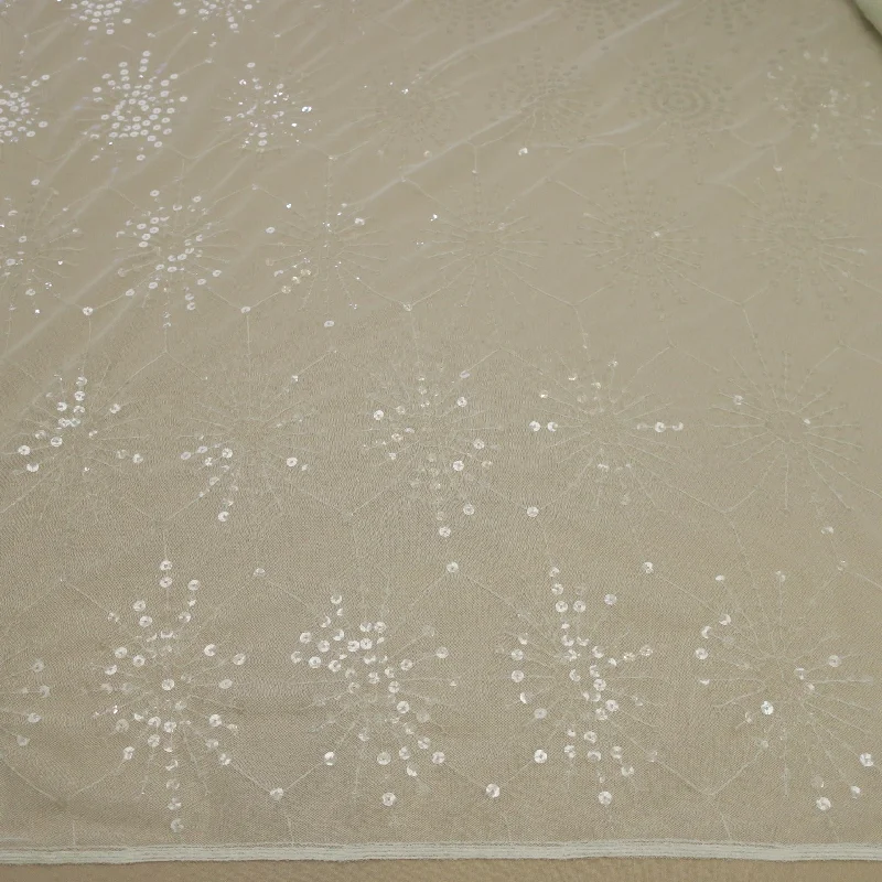 Limited Quantity Off White Embroidered Pearls Floral Lace