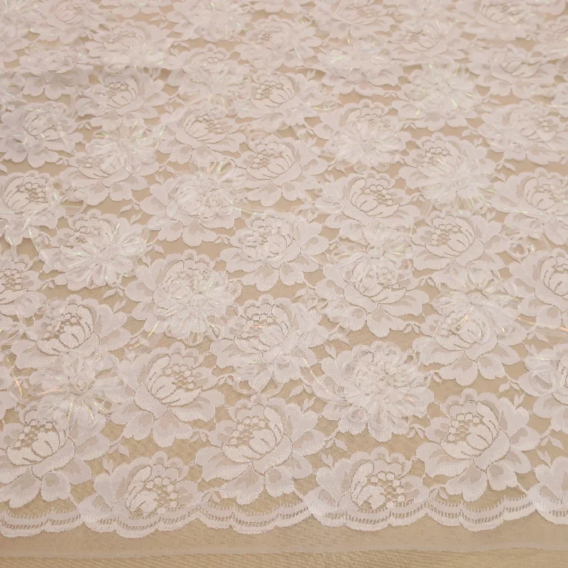 Deal of the Week White 3D Flowers Floral Double Scalloped Lace