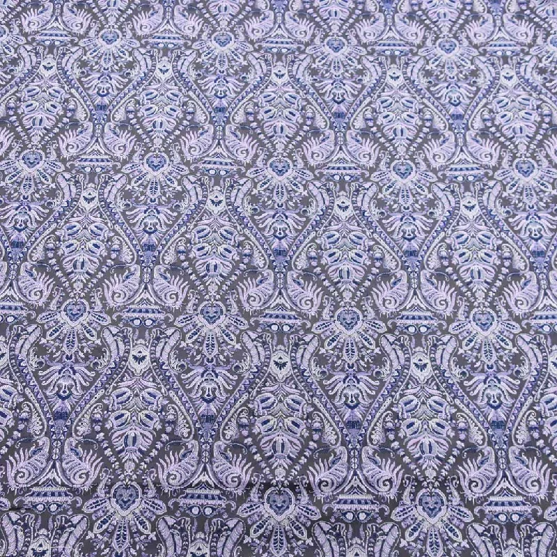 Must-Have Deals Light Blue Jacquard Textured Purple Brocade Fabric