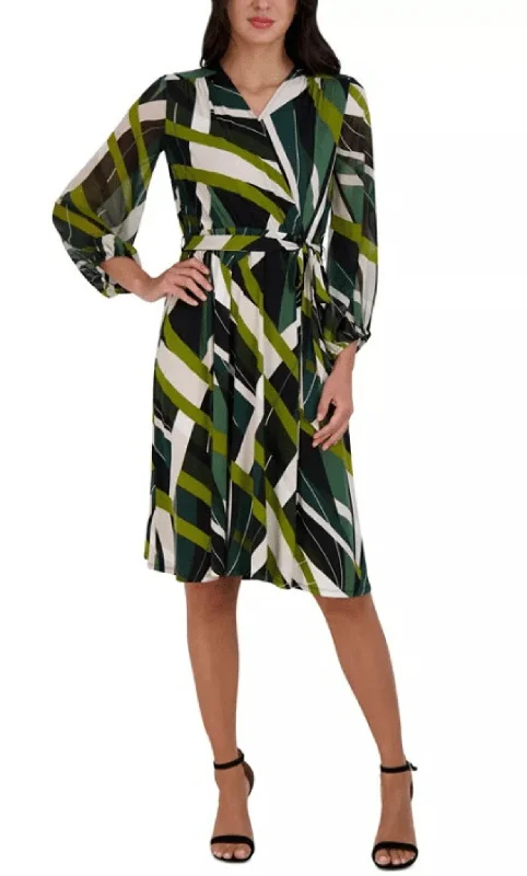 Act Fast Sandra Darren 75766 - Multi Print Long Sleeve Short Dress