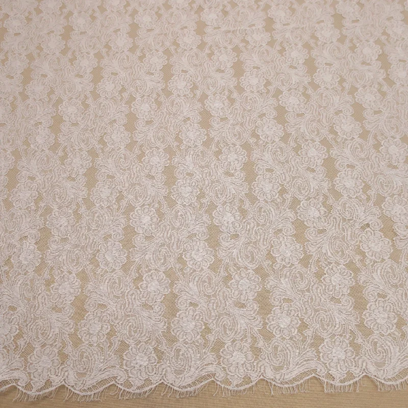 Today’s Deal Off White Embroidered Tulle Floral Double Scalloped Lace