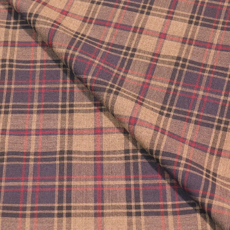Weekend Special Brown and Blue Plaid Ermenegildo Zegna Cloth Suiting Fabric