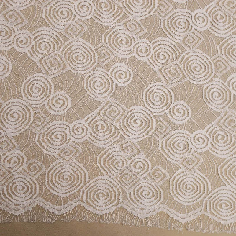 Super Sale White Embroidered Tulle Floral Double Scalloped Lace