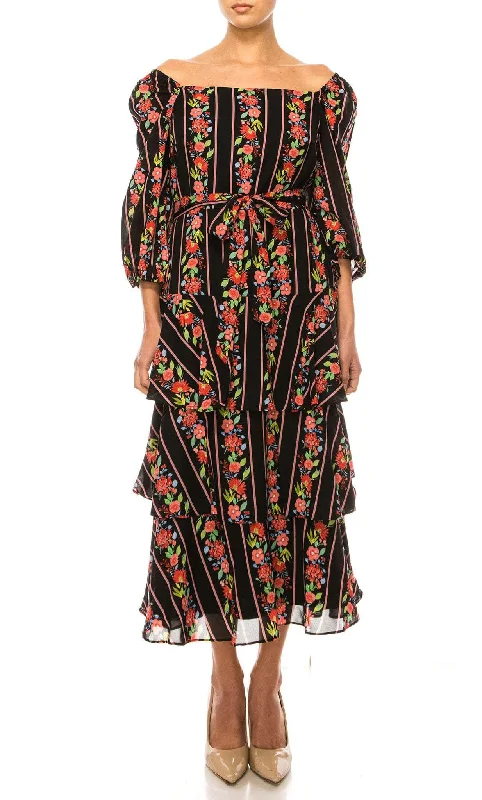 Warehouse Sale Maison Tara 95640M - Bateau Neck Layered Dress