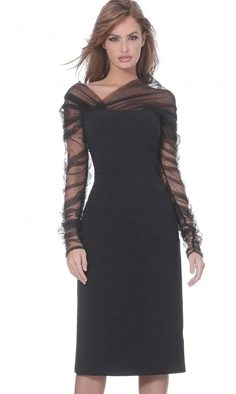 Limited Stock Jovani - 03810 Shirred Illusion Long Sleeve Dress