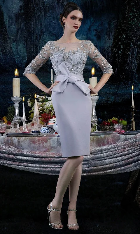 Take Advantage Janique - 1906 Embroidered Bateau Knee Length Fitted Dress