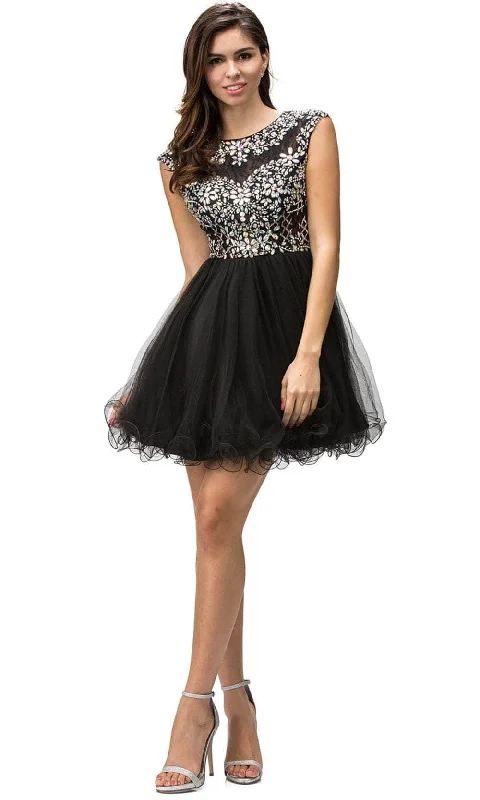Buy Now Dancing Queen 9149 - Cap Sleeve Beaded Cocktail Dress