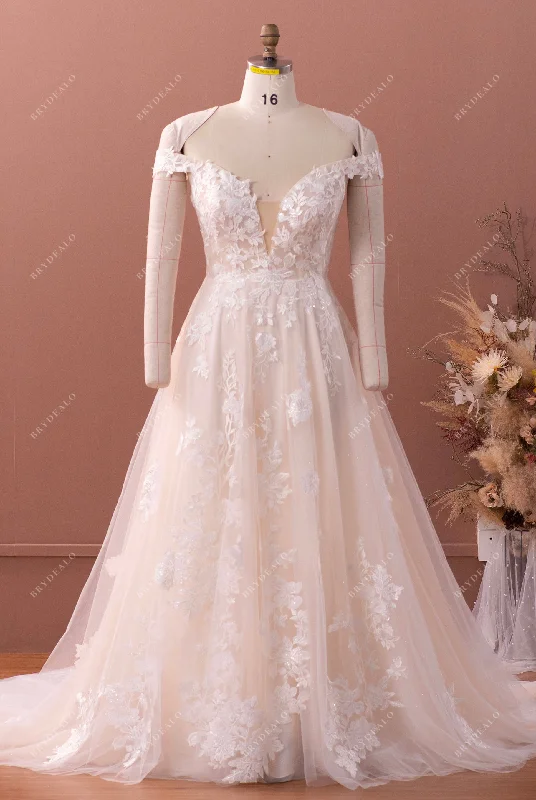 Price Drop Ready To Ship | Shimmery Off Shoulder Lace Aline Wedding Dress