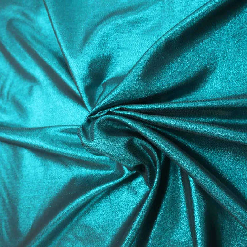 Discount Deals Solid Plain Textured Green Teal Lamé Fabric