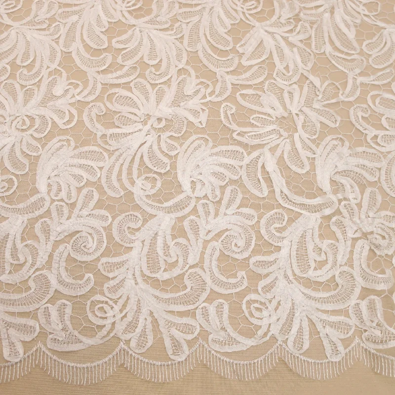 YEAR-End Sale Off White Floral Embroidered Net Lace