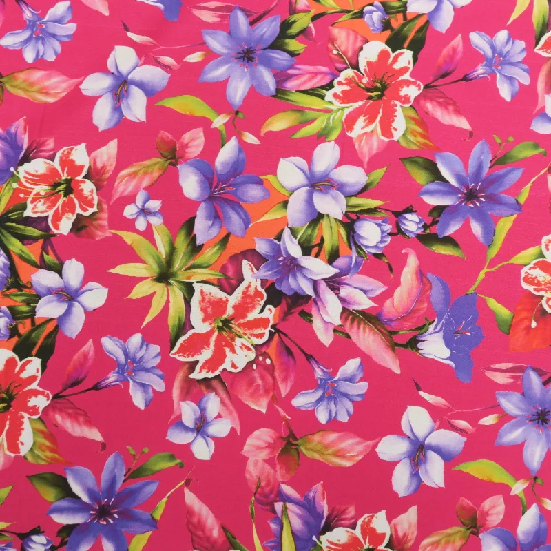 Great Bargains Multicolor Jamine on Fuchsia Ground Floral Printed Cotton Pierre Cardin