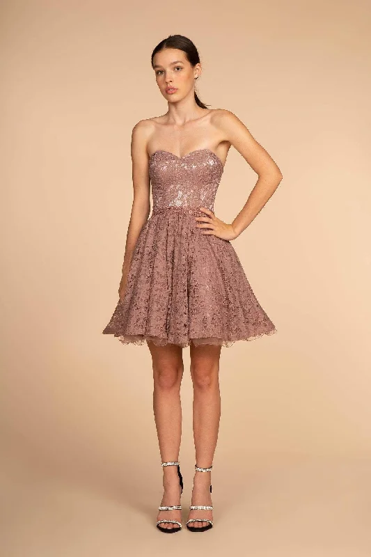 Don't Miss Elizabeth K - GS1611 Strapless Jeweled Lace A-Line Dress