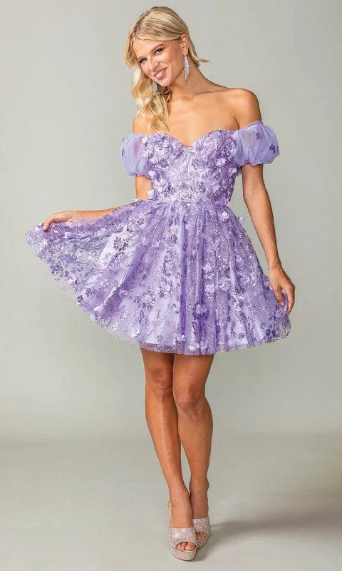 Huge Discounts Dancing Queen 3355 - Glitter Off Shoulder Cocktail Dress