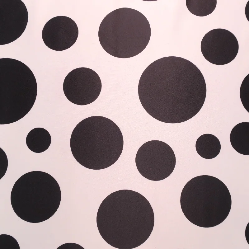 Final Markdown Black Circles on White Printed Polyester Mikado Fabric