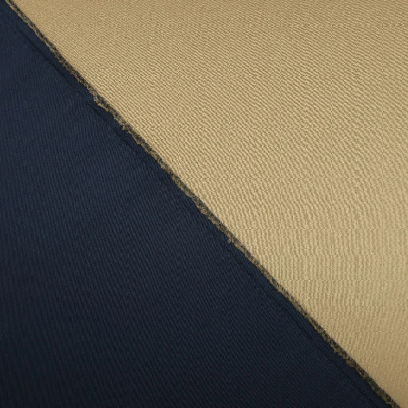 Limited Availability Navy and Bronze Beige Double-Sided Stretch Mikado