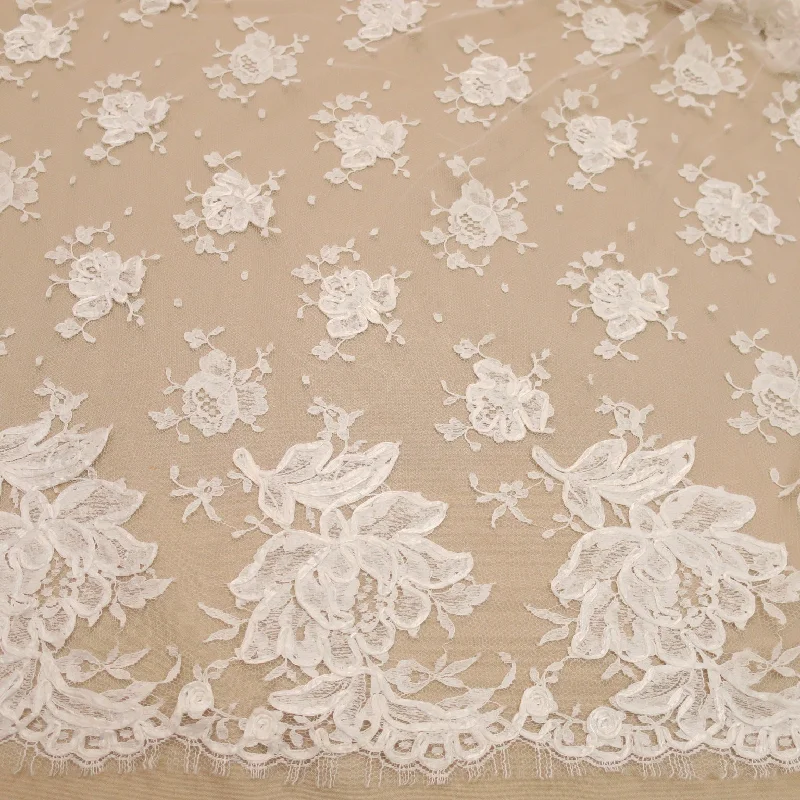 Sale Event Off White Floral Double Scalloped Lace