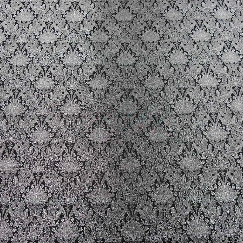 Fantastic Offers Abstract Textured Silver and Black  Brocade Fabric