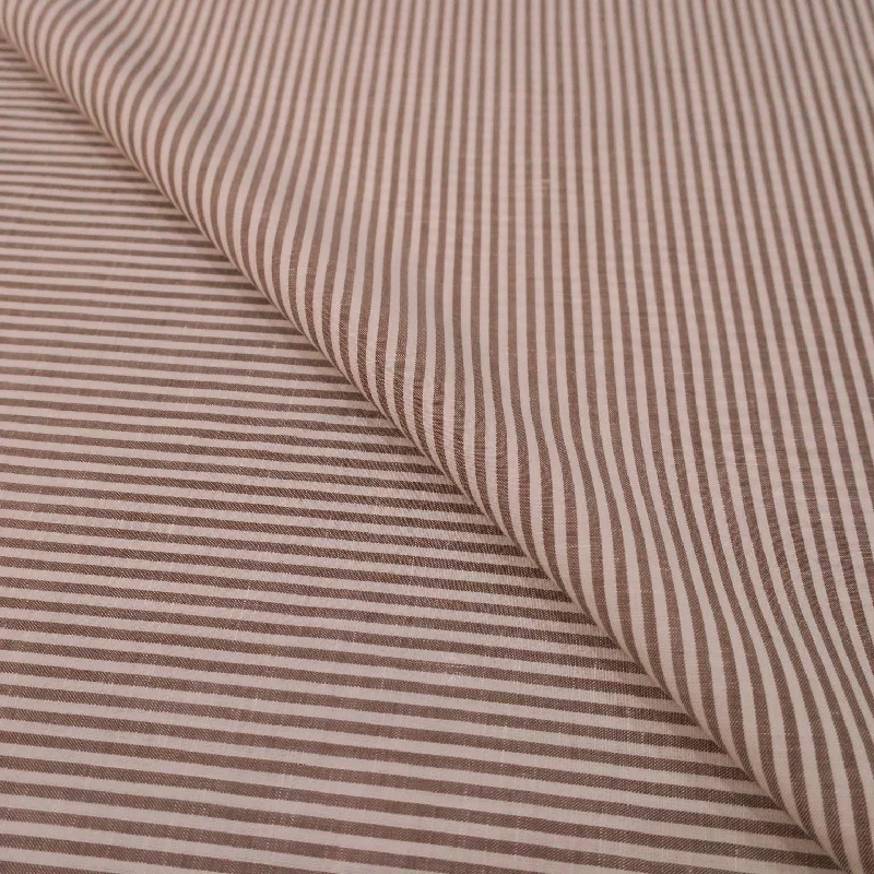 Deal of the Day Brown Striped Loro Piana Wool Silk and Linen Suiting Fabric