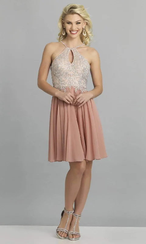 Online Specials Dave & Johnny - A7143 Embellished Halter A-Line Cocktail Dress
