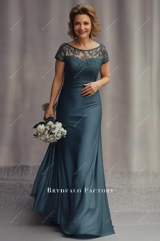 Hurry In Ready To Ship | Lace Sleeve Chiffon Mother Of Bride Dress