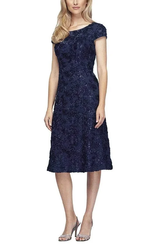 Flash Sale Alex Evenings - 1121570 Sequined Rosette Lace A-line Dress