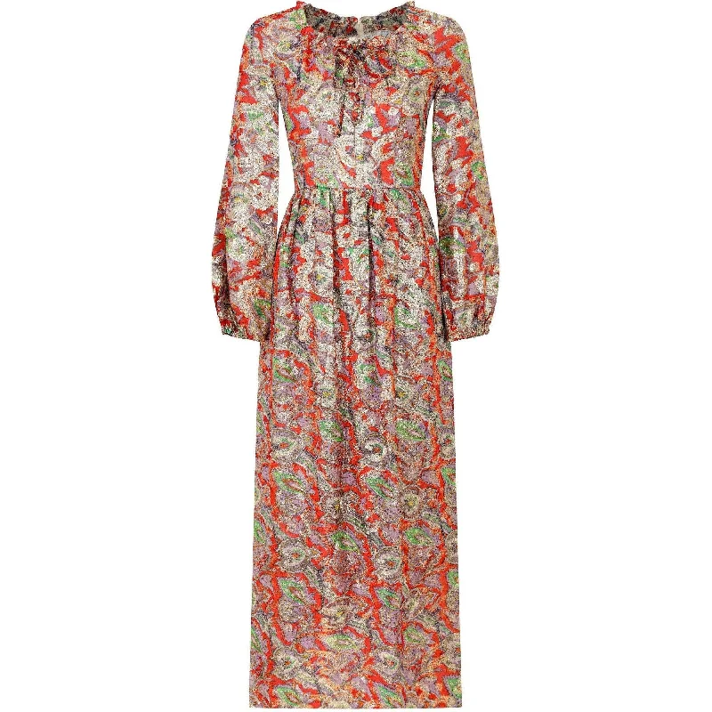 The Best Prices 1970s Michael Modelle Gold Lamé Paisley Print Maxi Dress