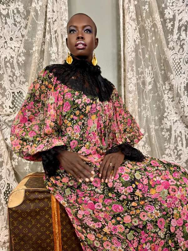 Act Now Bill Bless, 80s floral silk and lace dress
