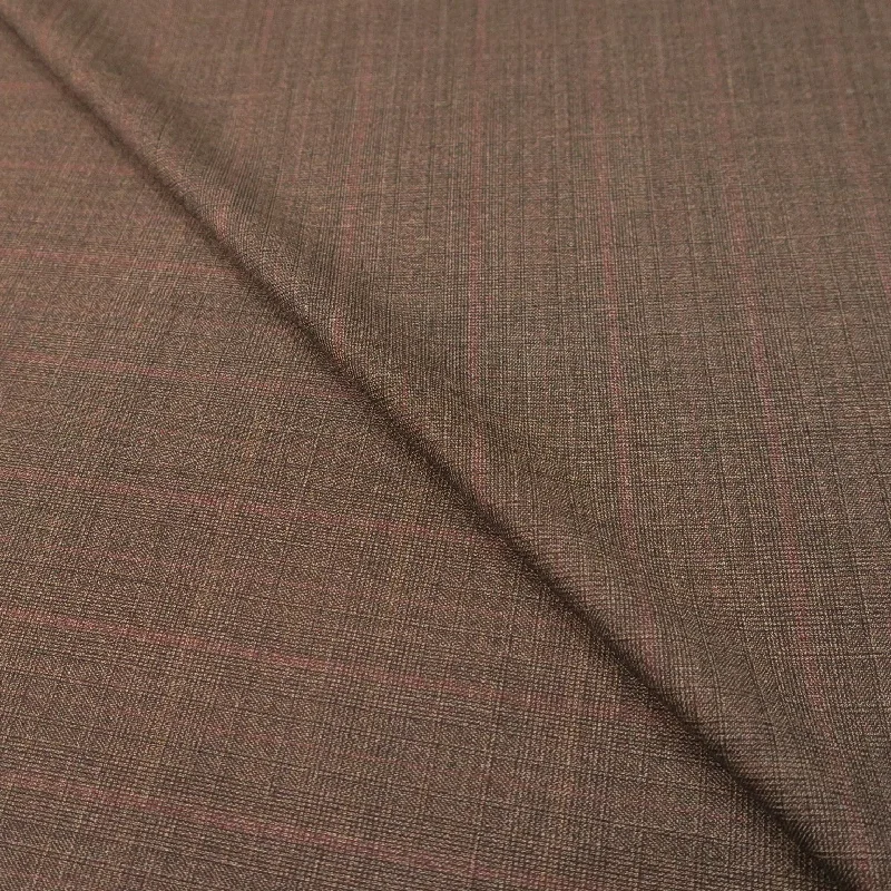 Bargain Prices Brown Graph Check Loro Piana Extrafine Merino Wool Fabric