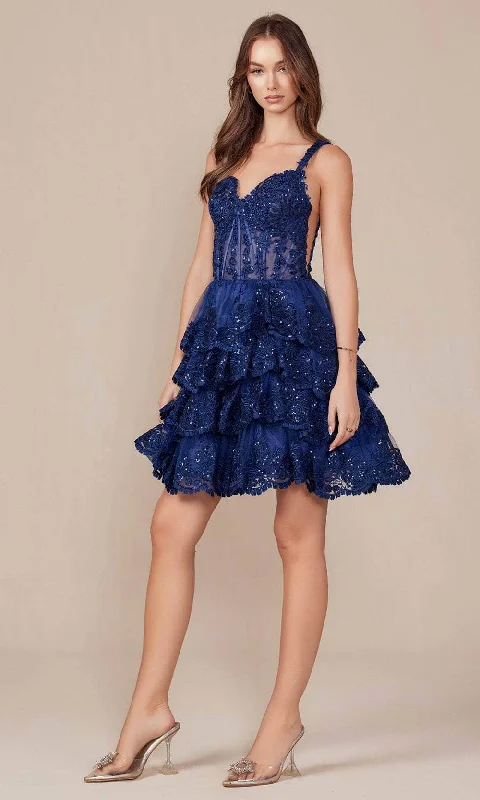 Price Rollback Nox Anabel R880 - Embroidered Sleeveless Cocktail Dress