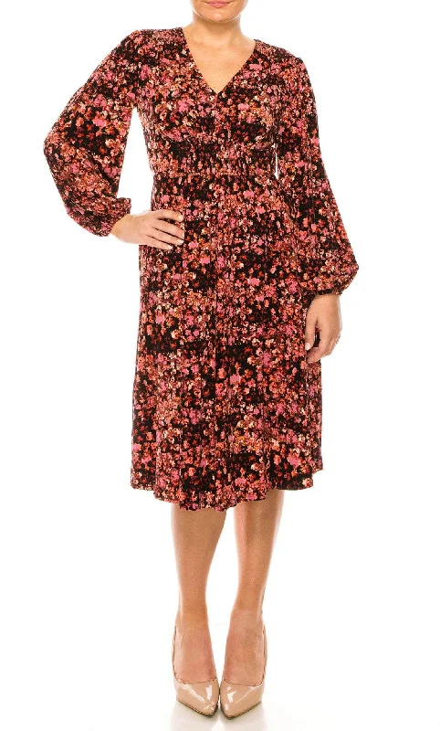Mega Sale London Times T5953M - Floral Printed Midi Dress
