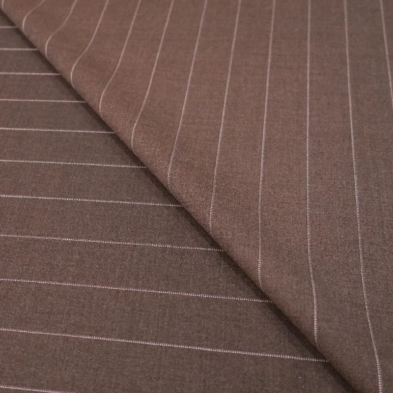 Deal Explosion Brown and White Pin Stripe Loro Piana Summerwish Fabric