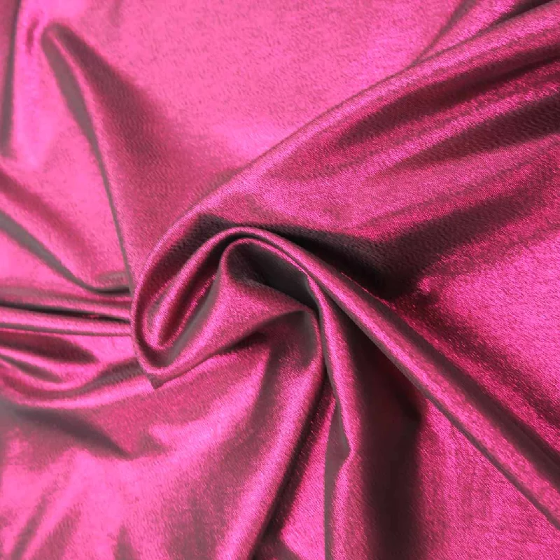 Act Fast Solid Plain Textured Metallic Fuchsia Lamé Fabric