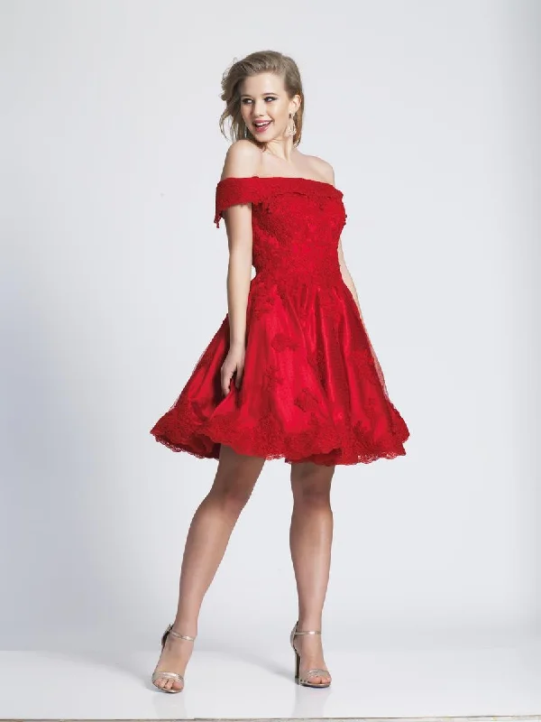 Limited Quantity Dave & Johnny - 3900 off Shoulder Lace Applique Cocktail Dress