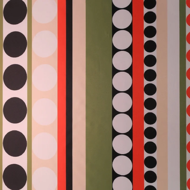 Best Bargains Orange Multicolored Striped on Printed Polyester Mikado Fabric
