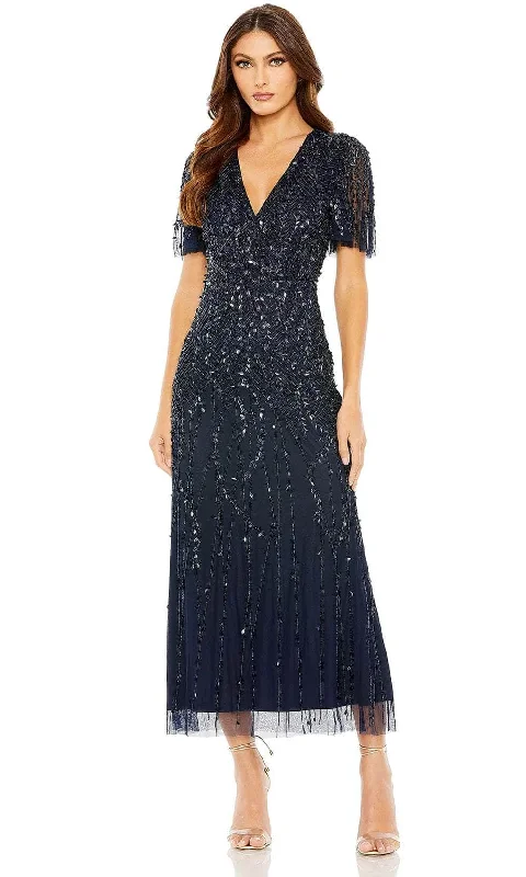 Warehouse Sale Mac Duggal 35116 - Tea Length Flutter Sleeve Dress