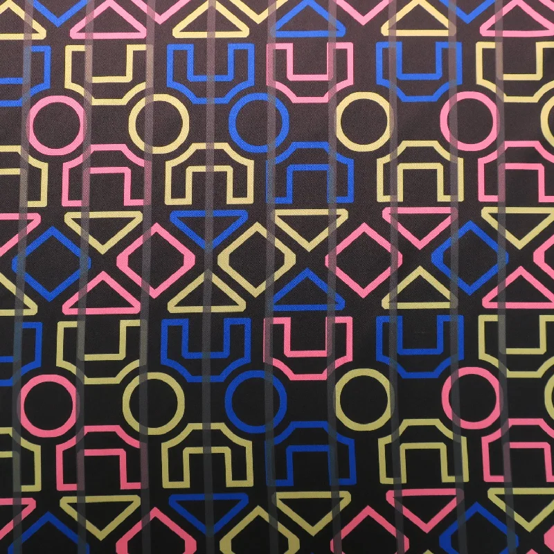 Value Deals Multicolored Abstract on Black Printed Polyester Mikado Fabric