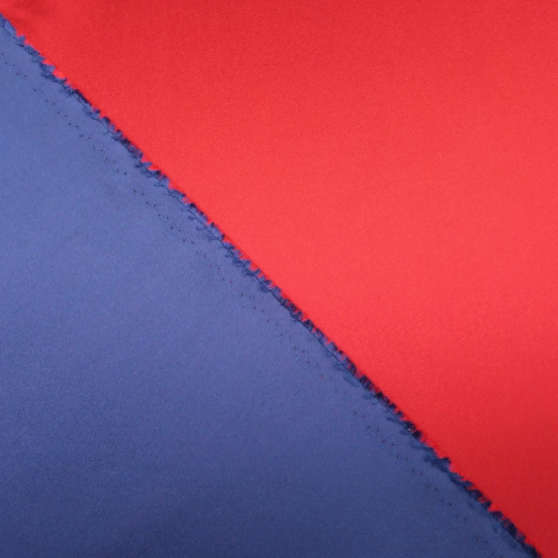 Sneak Peek Sale Blue and Red Double-Sided Solid Silk Mikado Fabric