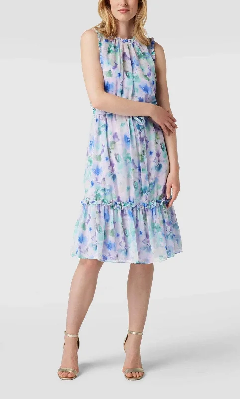 Super Sale Adrianna Papell AP1D104710 - Ruffle Trim Floral Cocktail Dress