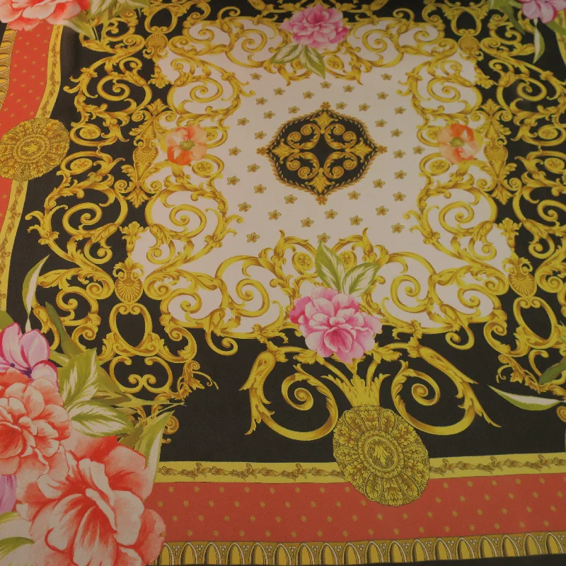 Special Promotion Lilac and Gold Floral Printed Silk Chiffon Fabric