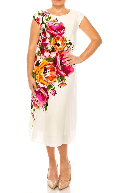 Deal Dash London Times T6088M - Floral Cap Sleeve Dress