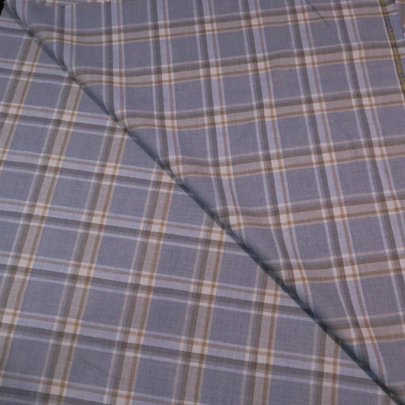 Don't Wait Light Blue Plaid Superfine Australian Wool Ermenegildo Zegna Cloth Suiting Fabric