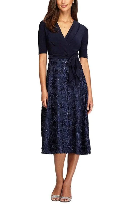 Year-End Sale Alex Evenings - 1121465 Sequined Lace and Jersey A-line Dress