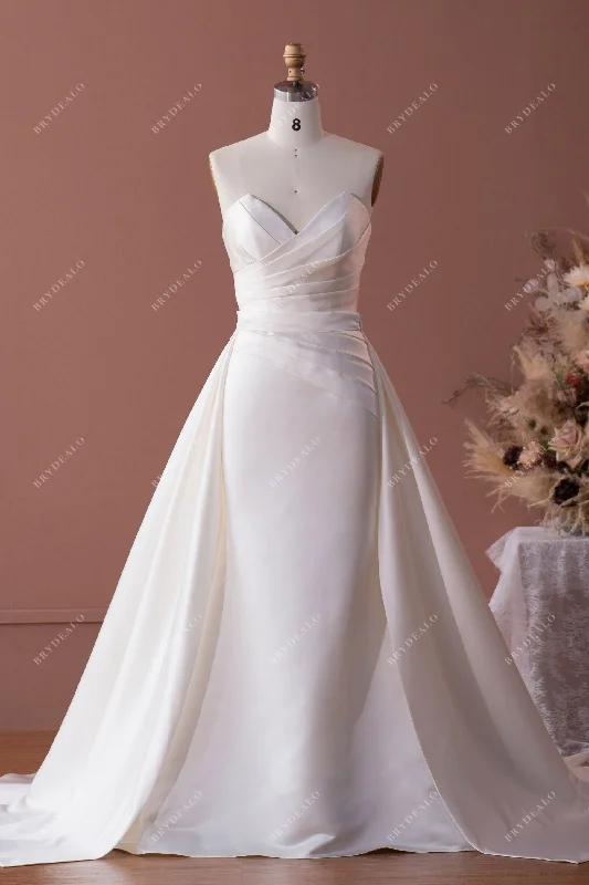 Deal of the Day Ready To Ship | V-cut Neck Detachable Overskirt Satin Wedding Dress Deal of the Day Ready To Ship | V-cut Neck Detachable Overskirt Satin Wedding Dress
