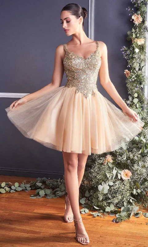 Seasonal Sale Cinderella Divine - 9239 Embellished V Neck A-line Dress