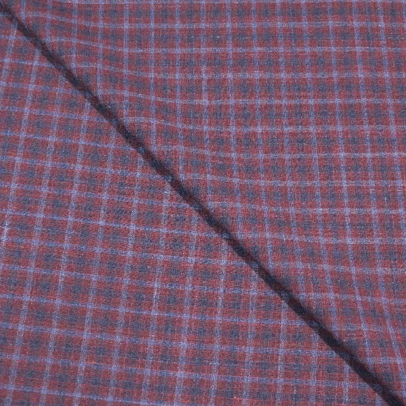 Exclusive Savings Blue and Wine Small Check Superfine Australian Wool Ermenegildo Zegna Cloth Suiting Fabric Exclusive Savings Blue and Wine Small Check Superfine Australian Wool Ermenegildo Zegna Cloth Suiting Fabric