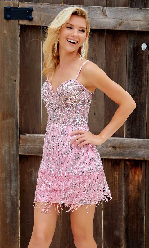 Weekend Deal Primavera Couture 4248 - Sequin Embellished Sleeveless Cocktail Dress