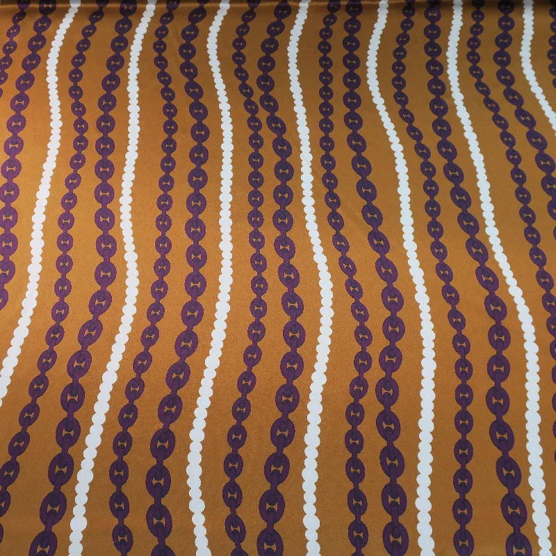 Deal Alert Purple Chain and Pearls on Copper Silk Charmeuse Fabric